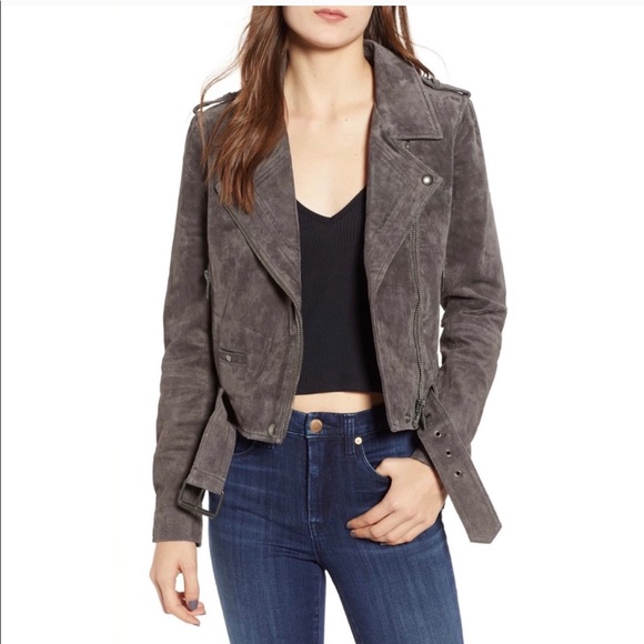 Blank NYC Suede Moto Jacket in French Grey - Picture 1 of 6